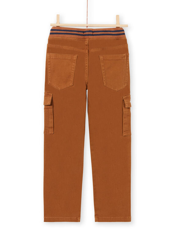Boy's brown twill cargo pants MOJOPAMAT4 / 21W90227PAN812
