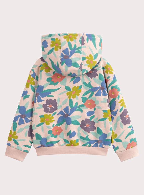 Pink floral print jogging top for girls  VAJOHAUJOG1 / 24W901G3JGHD329