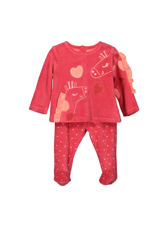 Baby girls' velour pyjamas FEFIPYJGIR / 19SH1341PYJ308