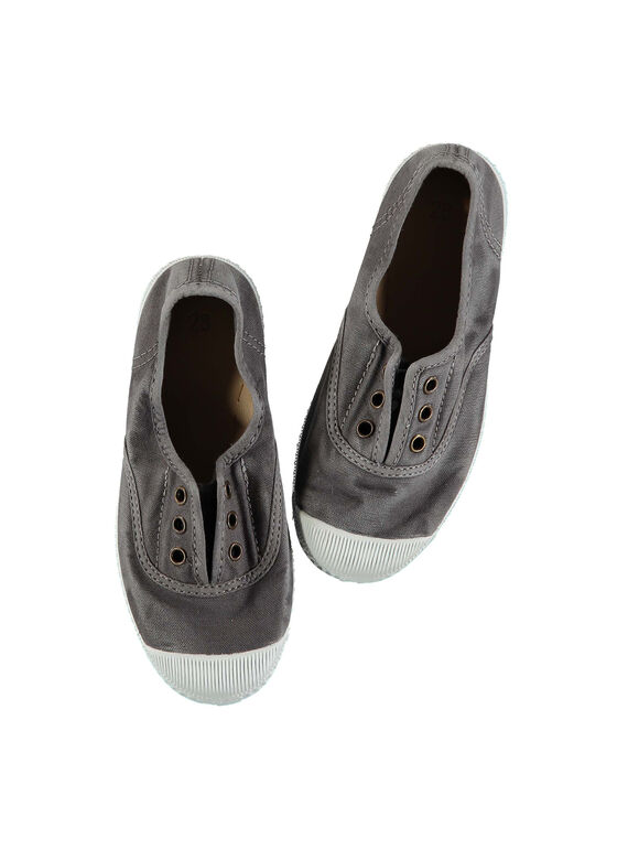 Boys' plain canvas trainers FGTENGREY / 19SK36B3D16940