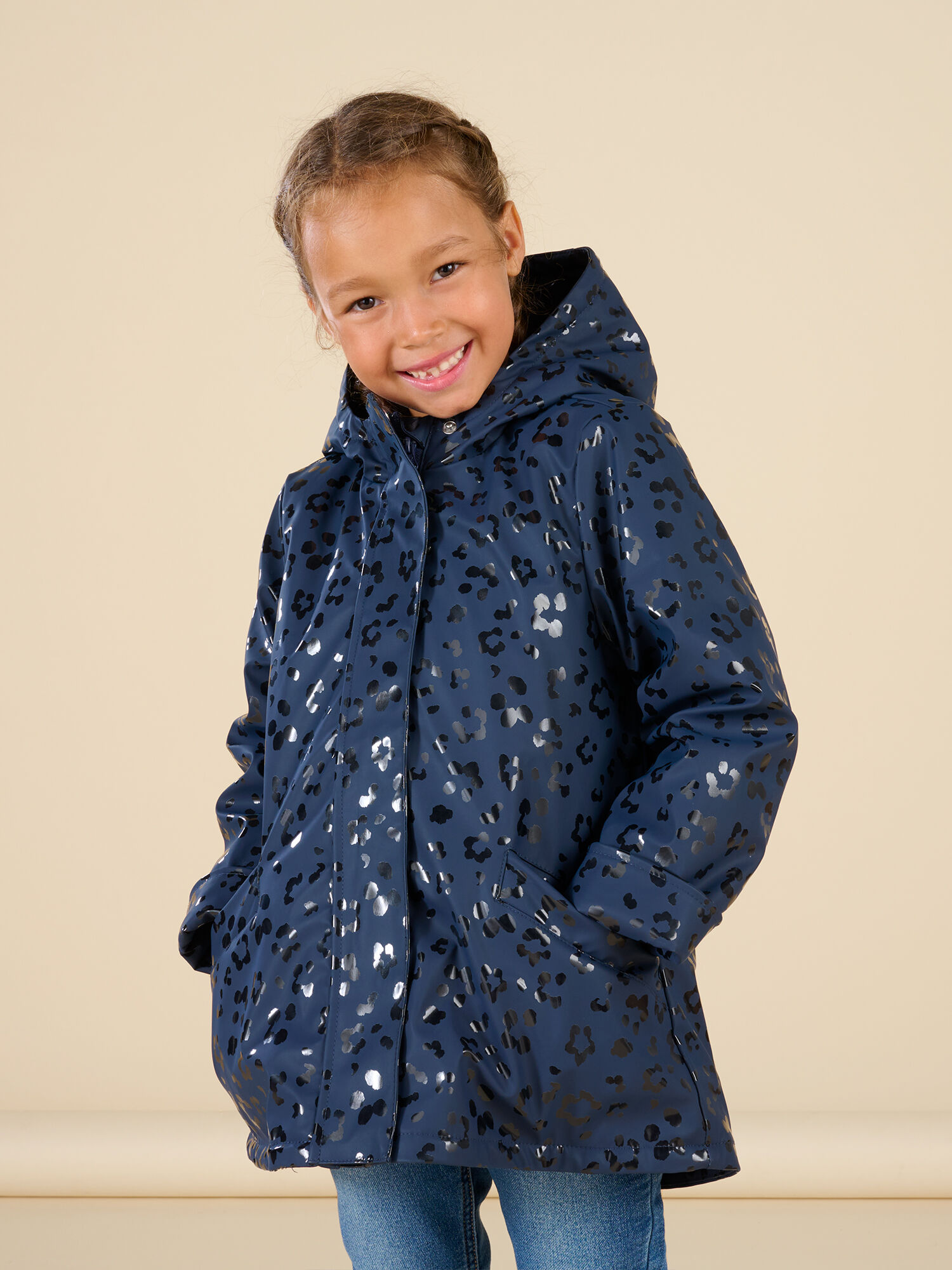 Animal print clearance raincoat with hood
