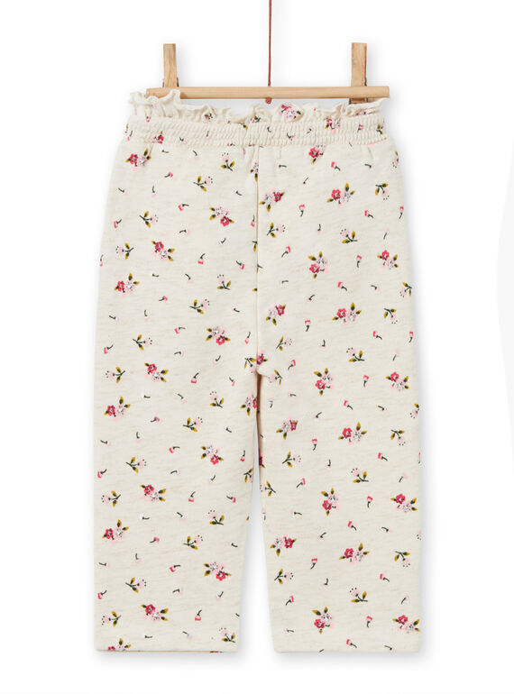 Baby girl beige jogging suit with floral print MIKABAJOG / 21WG09I1JGBA011