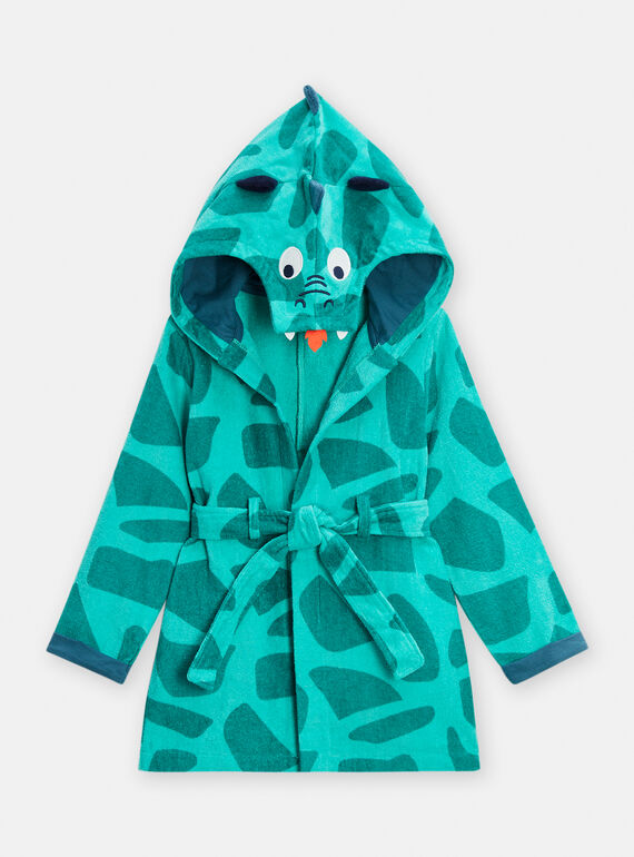 Boy's green bathrobe with dragon head animation TEGOPEIDRA / 24SH1241RDCG621