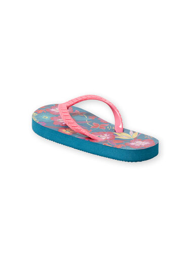 Duck blue flip flops with flower print girl LFTONGHAWAI / 21KK3561D01070