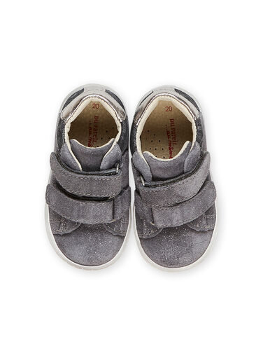 Grey glitter leather and leopard print sneakers Grey glitter leather and leopard print sneakers PIBASLEO / 22XK3781D3P940