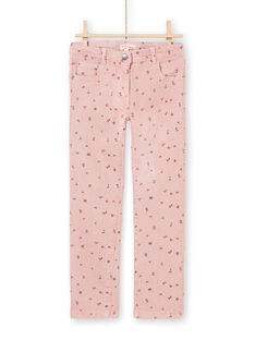 Girl's pink flowery pants MAJOPANT2 / 21W90122PAN312
