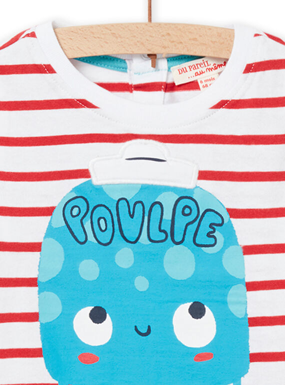 baby boy white, red and blue short sleeve t-shirt NUFICTI1 / 22SG10U3TMC000