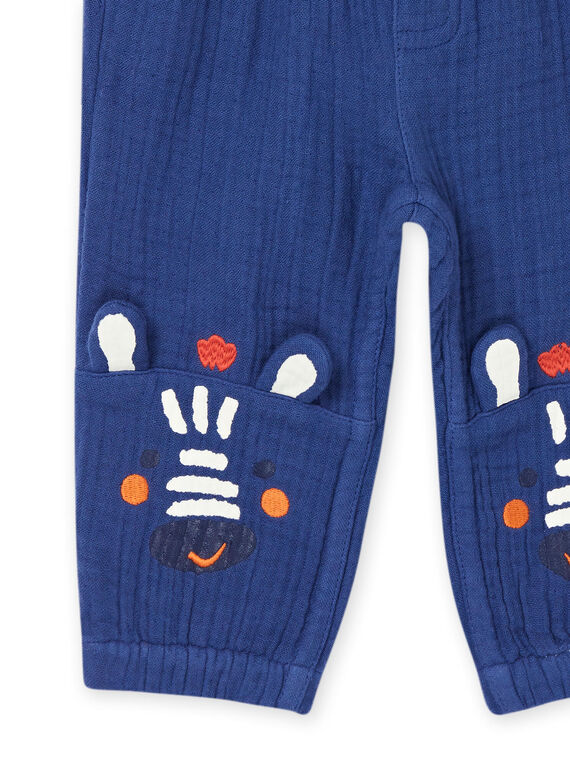 Blue majorelle pants with zebra print RUNAUPAN3 / 23SG10N3PANC231