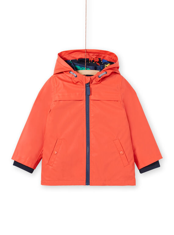 Orange 3 in 1 hooded raincoat for boys LOGROIMP1 / 21S902R2IMPE414