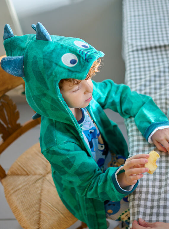 Boy's green bathrobe with dragon head animation TEGOPEIDRA / 24SH1241RDCG621