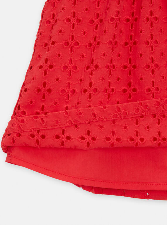 Red embroidered dress for baby girls TICLUROB2 / 24SG09O1ROBF505