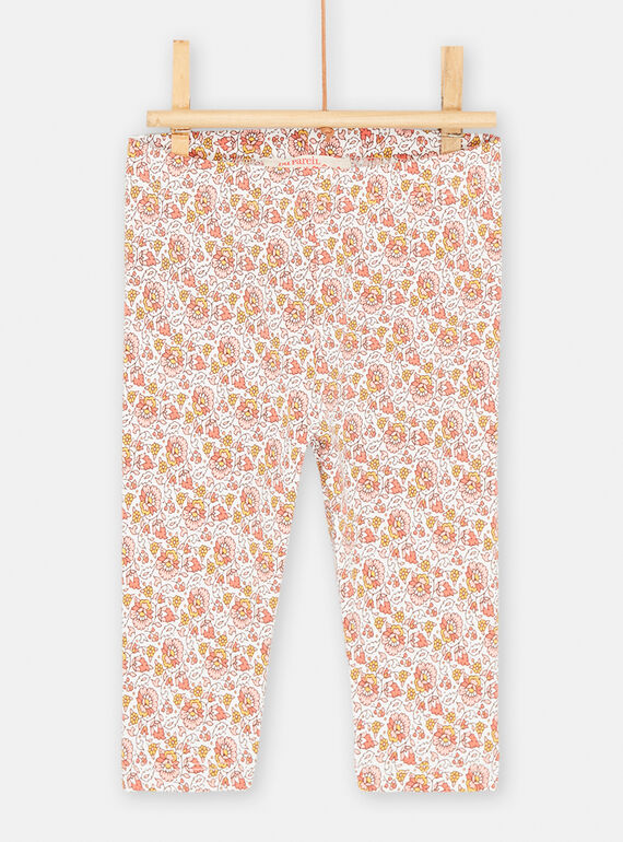 Ecru floral print legging SYICOULEG / 23WI09L1CAL001