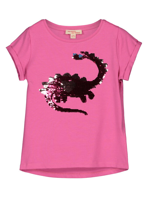 Girls' reversible sequin T-shirt GABLETI1 / 19W90191TMCD305
