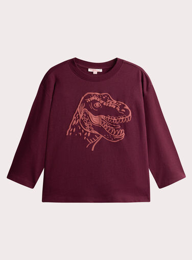  Burgundy dino animation T-shirt for boys  VOJOTI2 / 24W902I5TML503