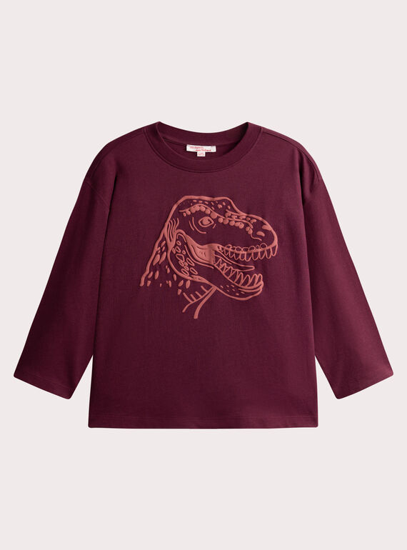  Burgundy dino animation T-shirt for boys  VOJOTI2 / 24W902I5TML503