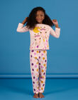 Powder pink pyjamas with giraffe and polka dot print REFAPYJGIR / 23SH1154PYJD327