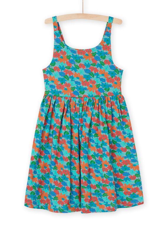 Turquoise dress with floral print RAPLAROB2 / 23S901P3ROBC215