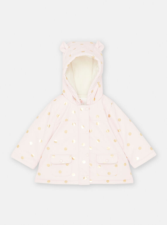 Baby girl dragé pink raincoat with polka dot print SIFORIMP / 23WG09D2IMPD310