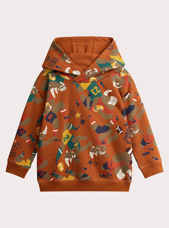 Orange rhino printed hoodie for boys  VOKOSWE / 24W90231SWEF519