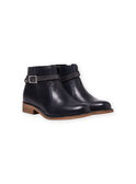 Navy blue leather boots child girl