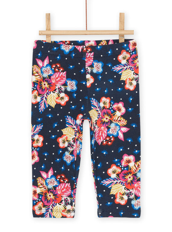 Legging black with multicolored floral print RYIJUNLEG / 23SI09U1CALC243