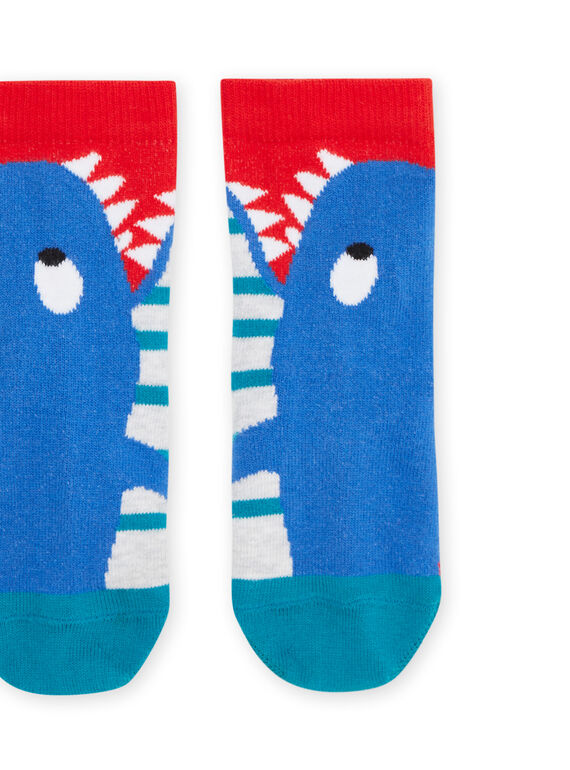 Red and blue socks with shark and stripes RYOJOCHO6 / 23SI027BSOQF518