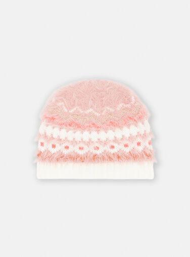 Girl's pink jacquard hat SYAJOBON7 / 23WI01O2BON303