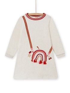 Off white lined dress with child girl bag design MACOMROB4 / 21W901L4ROB006