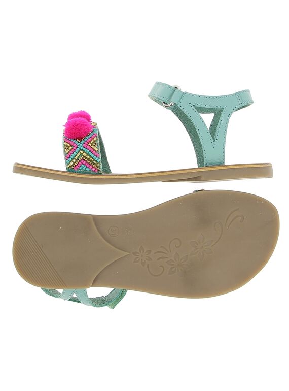 Girls' leather sandals CFSANDPOM / 18SK35WHD0E202