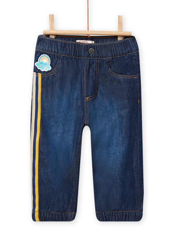 Baby boy dark denim jeans with rainbow pattern NULUJEAN / 22SG10P1JEAK005