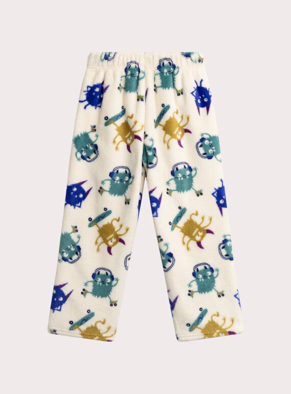 Ecru fleece pajamas for boys  VEGOPYJBOA1 / 24WH1294PYJ001