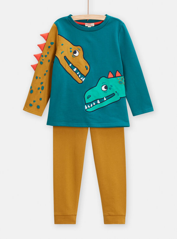 Brown pyjamas with dinosaur design and animation for boys TEGOPYJDIN / 24SH1246PYJ209