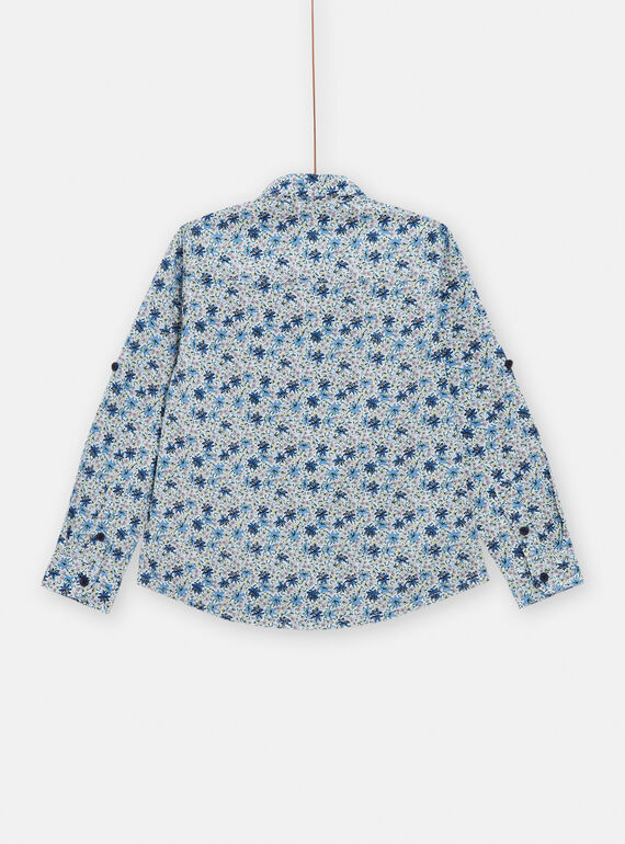 Boys blue shirt with floral print TOPOCHEM2 / 24S902M2CHM000