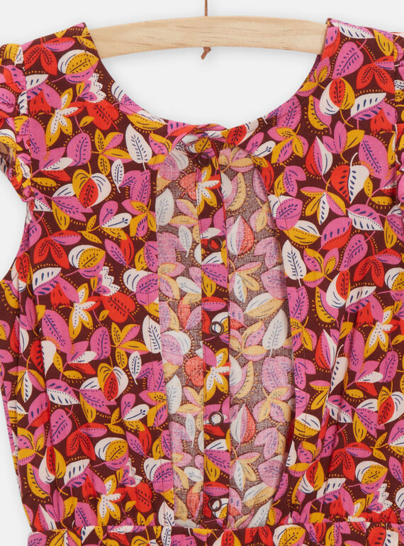 Pink jumpsuit with leaf print for girls TALICOMB / 24S901T1SAC816