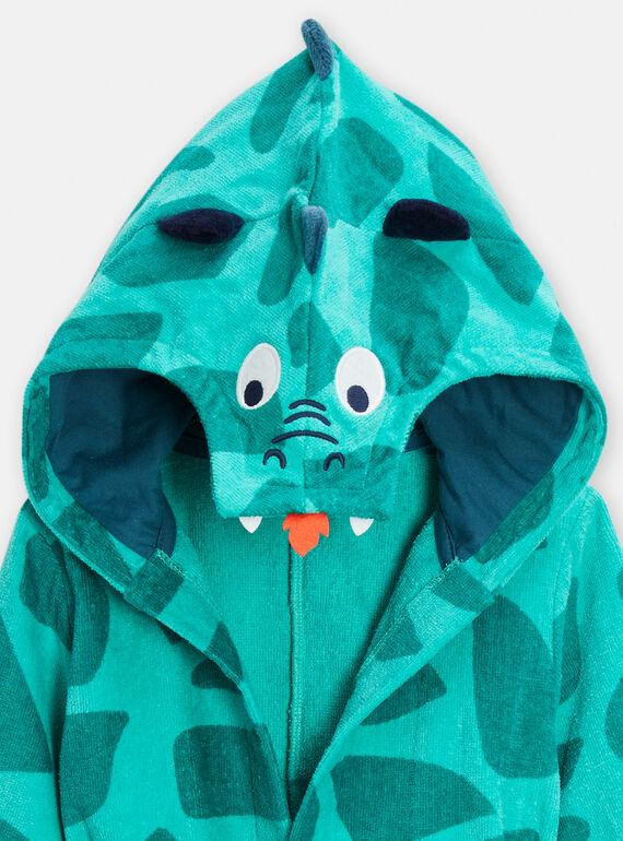 Boy's green bathrobe with dragon head animation TEGOPEIDRA / 24SH1241RDCG621