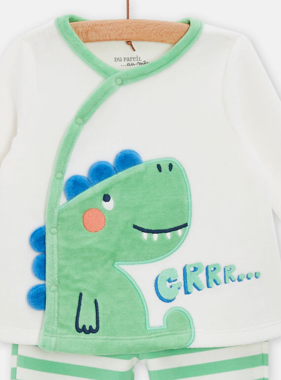 Green animated dinosaur pyjama for baby boy TEGAPYJDIN / 24SH1441PYJ632