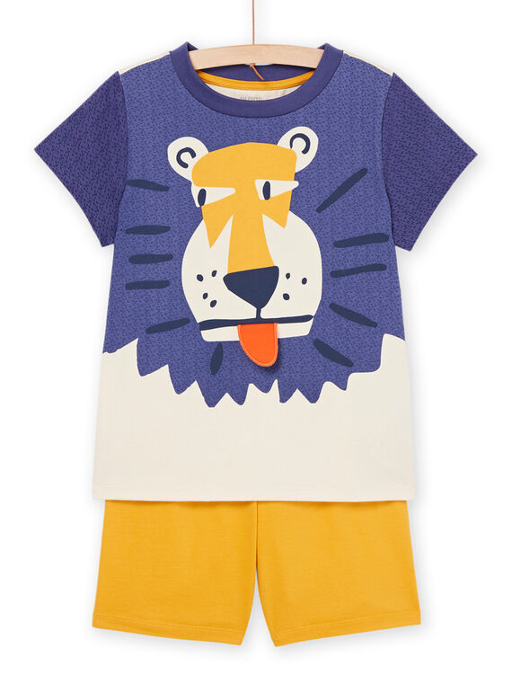 Light grey, yellow and blue pyjamas with lion head print REGOPYCLION / 23SH12HBPYJA016