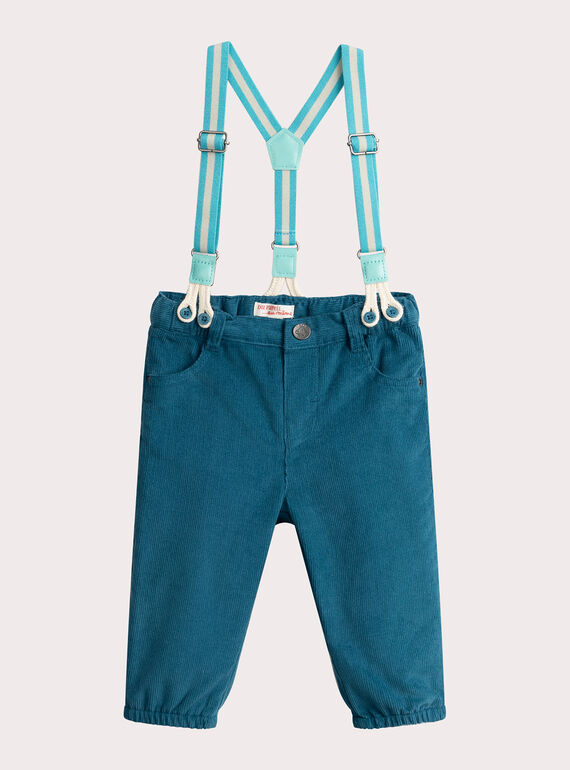 Dark turquoise pants with straps for baby boy  VUKLIPAN2 / 24WG1041PANC242