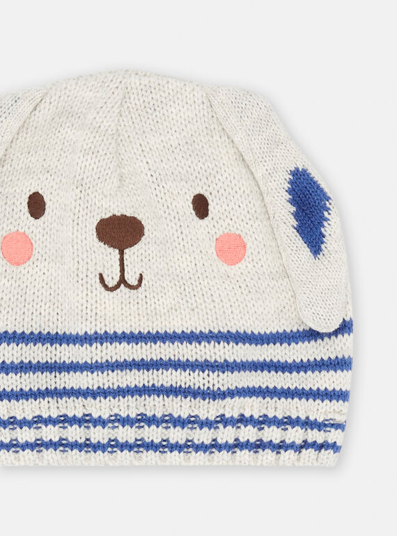 Baby boy grey and blue striped beanie SYUGROBON5 / 23WI10O3BONJ920