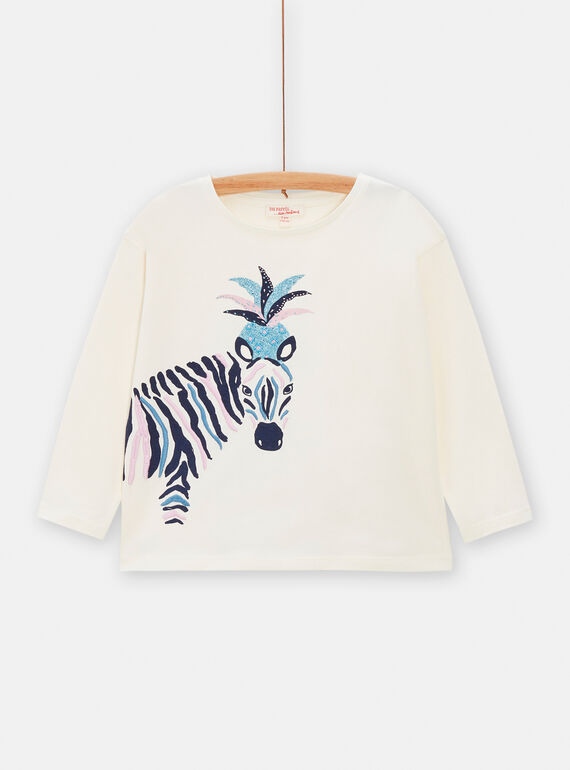 Girl's ecru zebra T-shirt TADETEE2 / 24S901J1TML001