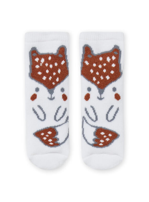 Socks with fox pattern birth boy MOU1CHO2 / 21WF4141SOQ001