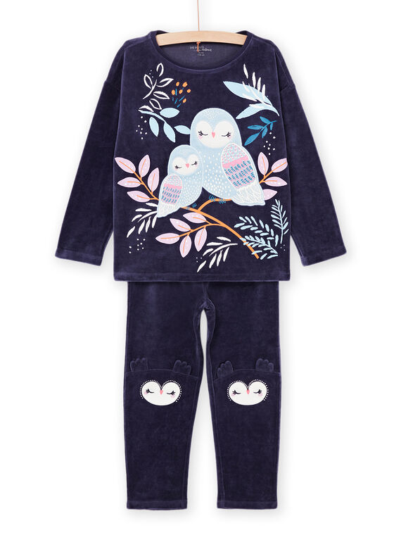 Pyjamas T-shirt and velvet pants with owl print PEFAPYJOWL / 22WH1136PYJ070