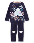 Pyjamas T-shirt and velvet pants with owl print PEFAPYJOWL / 22WH1136PYJ070