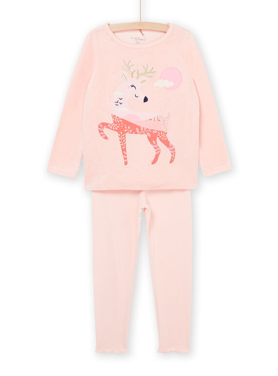Pyjama T-shirt and velvet pants set with deer print PEFAPYJREN / 22WH1135PYJD327