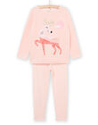 Pyjama T-shirt and velvet pants set with deer print PEFAPYJREN / 22WH1135PYJD327
