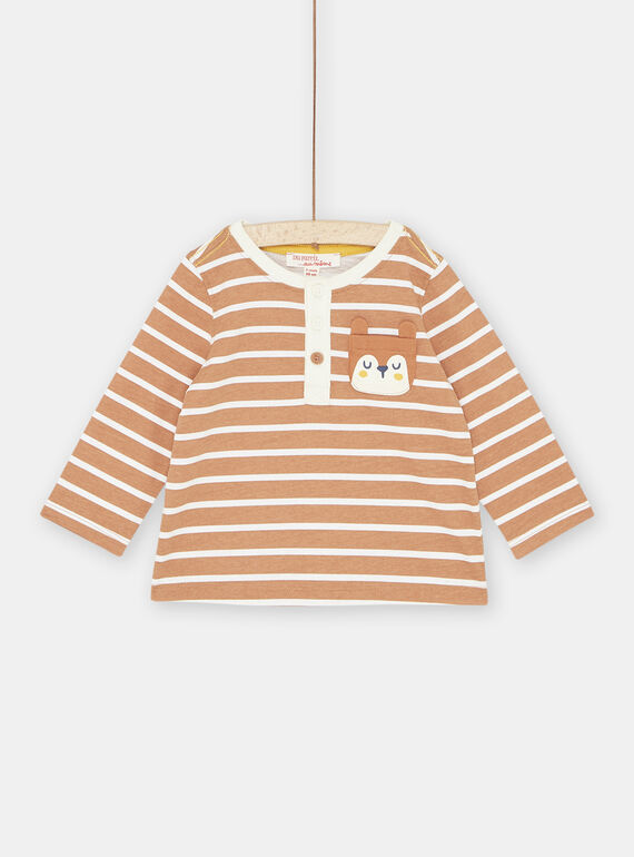 Baby Boy Brick and White Stripe T-Shirt SUJOTUN2 / 23WG10B4TML403