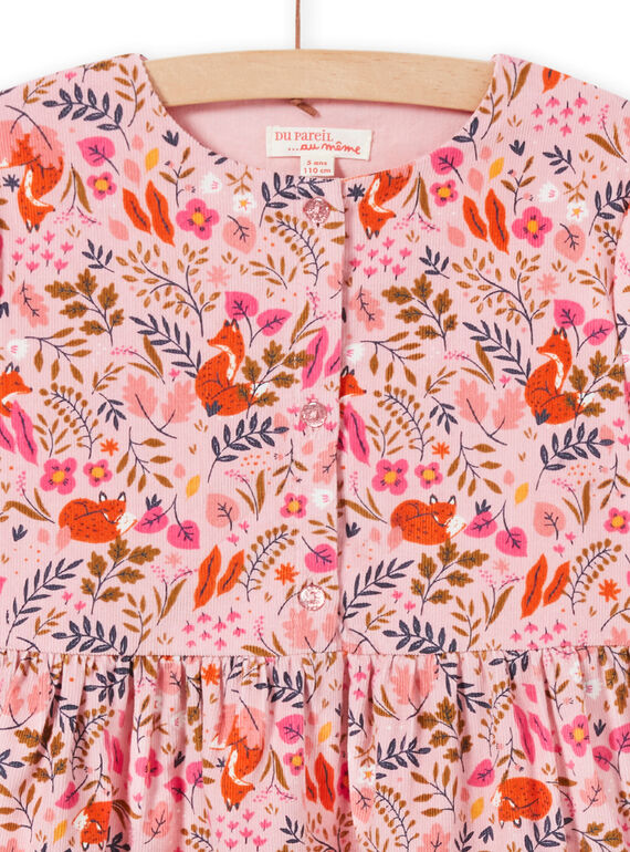 Old pink dress with fancy flowery print child girl MASAUROB1 / 21W901P2ROB303