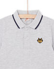 Grey mottled polo shirt with embroidered wolf's head POJOPOL3 / 22W902D1POLJ922