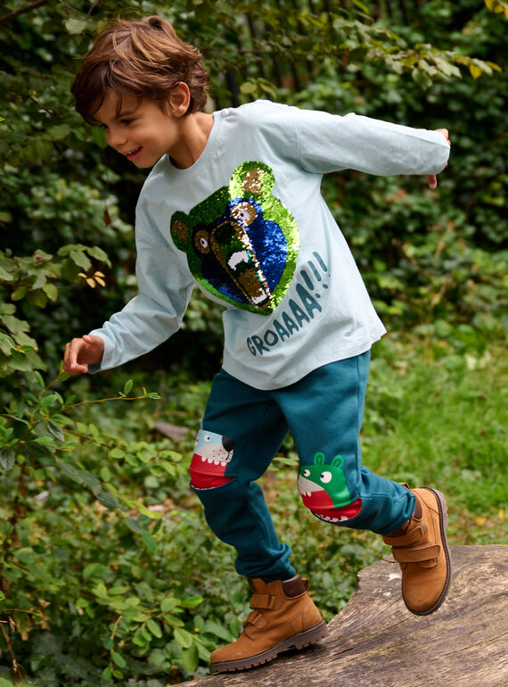 Boy's petrol blue bear jogging suit SODUJOG / 23W902P1JGB715