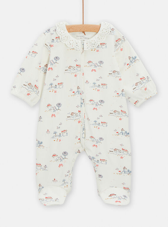 Off-white romper with sparrow pattern TOU2GRE3 / 24SF03I1GREA001